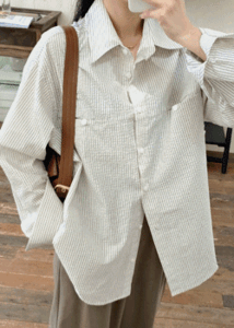 리튼 포켓 스트라이프 셔츠 남방(2color)